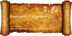 Kmetykó Csongor névjegykártya